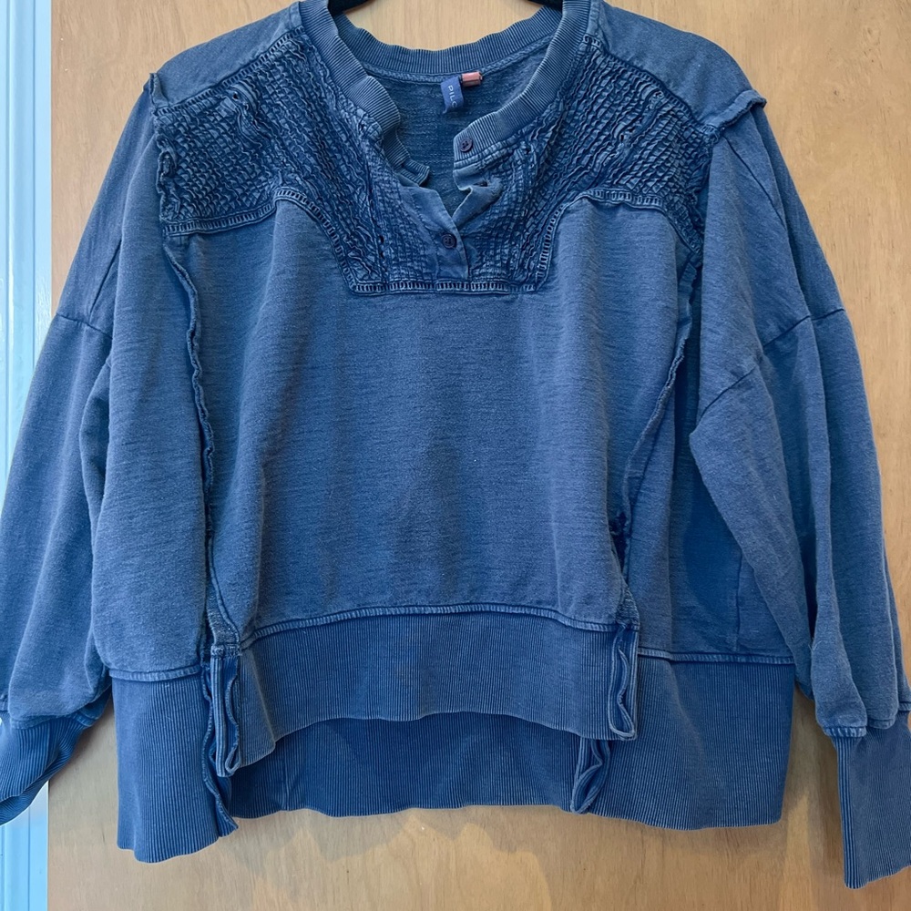 Pilcro Textured Blue Sweatshirt